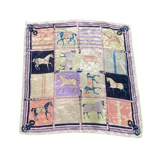 Suzhichou Equestrian Square Satin Print Scarf 35” x 35”